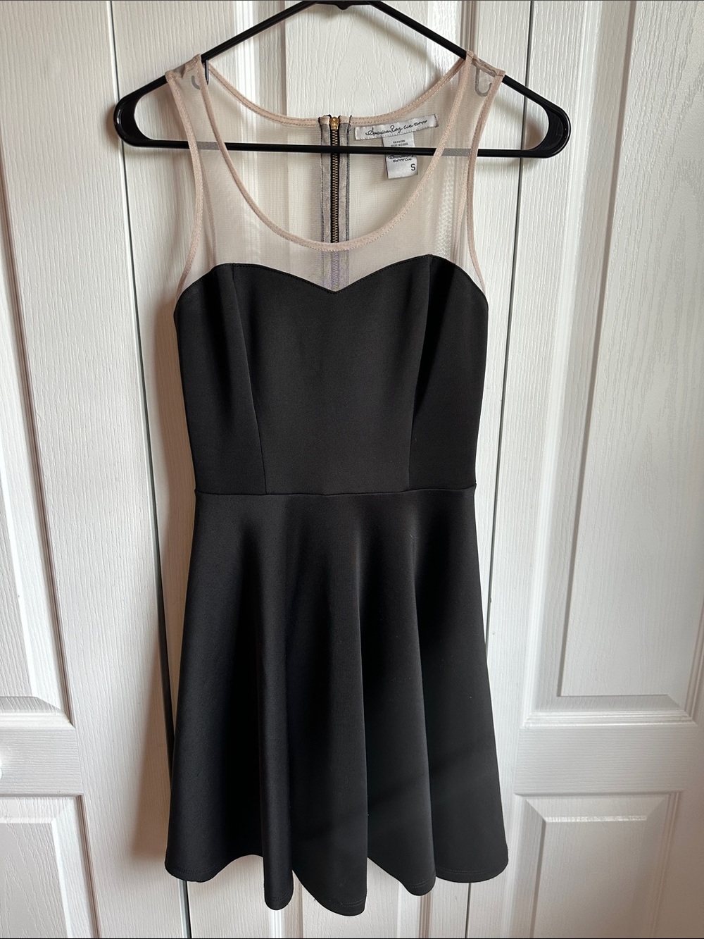 American Rag Black Mini Dress with Nude Mesh Yoke